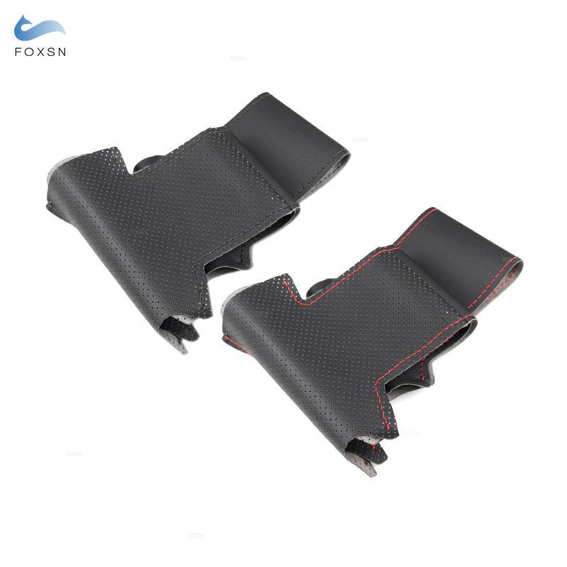 Hand Braid Perforated Microfiber Leather Car Steering Wheel Cover Trim For Toyota Fortuner 2016 2017 2018 Hilux 2015
