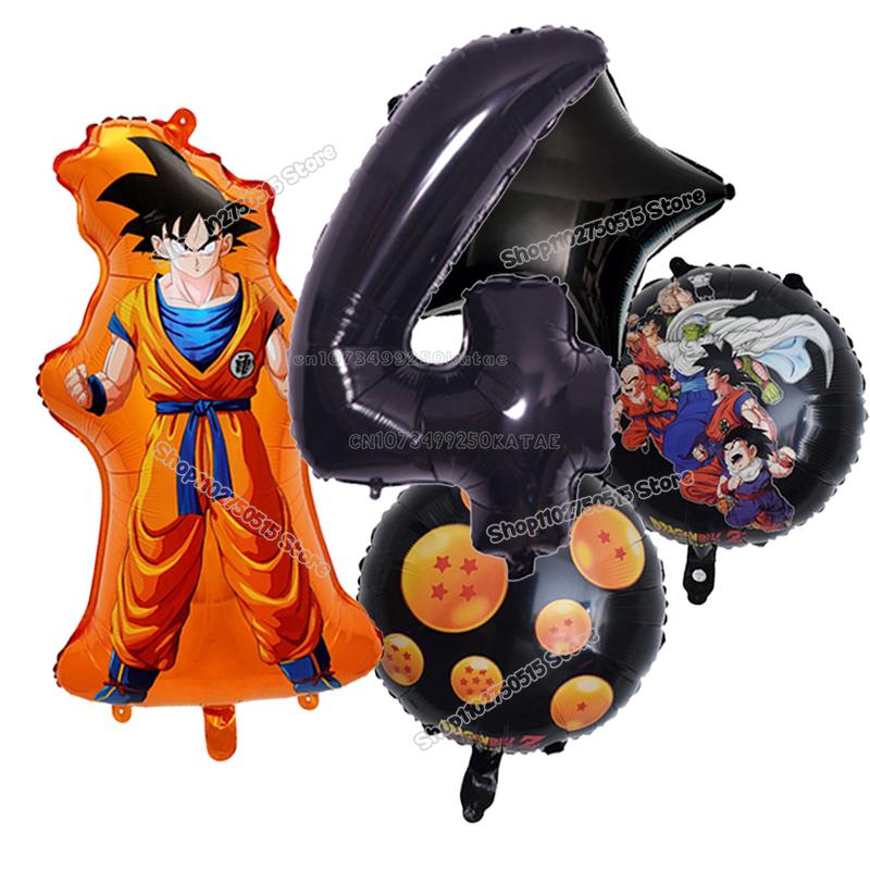 Anime Son Goku Kids Birthday Decoration Dragons Ball Number Balloons Collection Boy Girl Party Favor Cartoon Baby Shower Birthday Decor