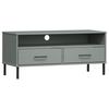 Oslo TV Stand with Metal Legs Grey Solid Pine Wood