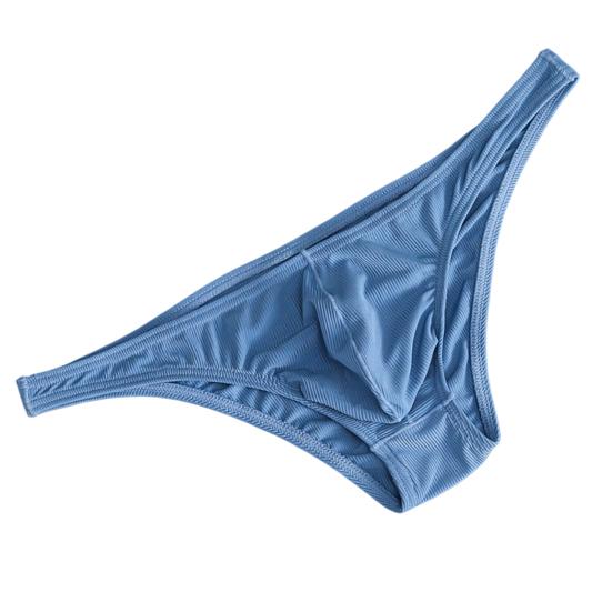 Men Briefs Ice Silk Thin Stripe Solid Color U Convex Inside Wearing Sexy Quick Dry Thong Panties Underpants for Sleeping