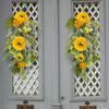 Coroană de primăvară agățată flori din plastic flori artificiale floarea-soarelui coroană exterior ușă de intrare perete fereastră decorațiuni simulare sărbătoare coroană