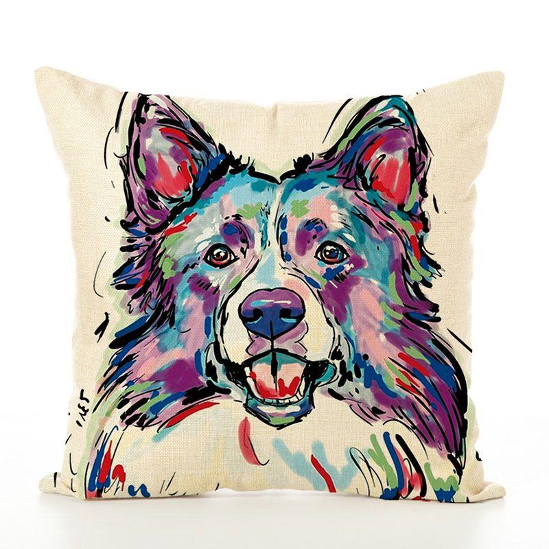 Cute Pet Dog Pillow Case With Lovely Dog Pattern For Sofa And Home Decor