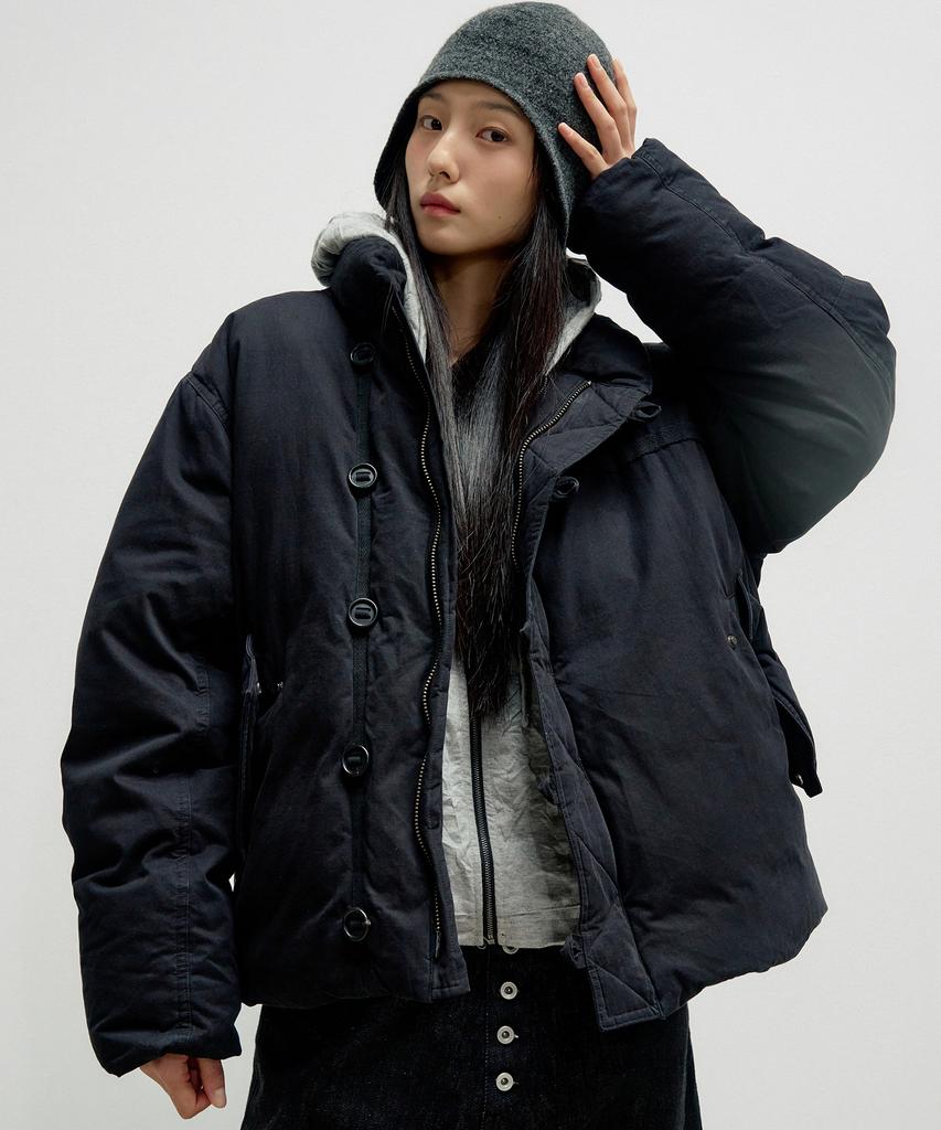 SLOWACID M-69 Garment Down Padded Jumper [Black]