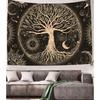 VIKAMA Sun Moon And Stars Tree Of Life Tapestry Ambient GalaxyStyle Wall Decoration Living Room And Bedroom Decorative Hanging