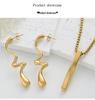 Stainless Steel Wave Necklace & Earring Set - Non-fading Clavicle Chain, Versatile European & American Style