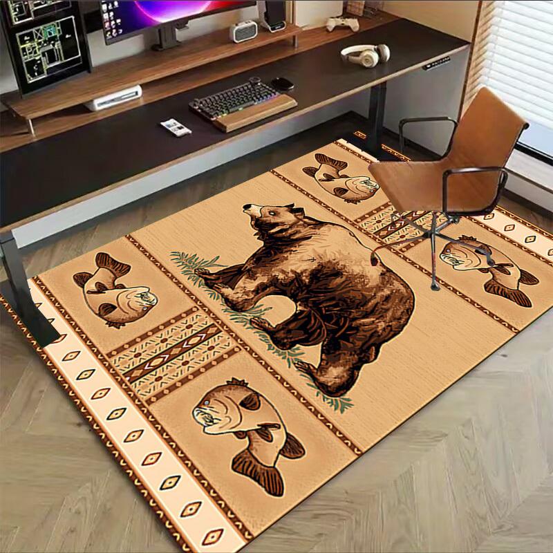 1PC Bear Fish Anti-slip carpet, suitable for Office, bedroomand playrooms. It can also be used as a sofa footrest cover-W90