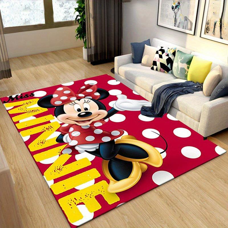 1ks Koberec s motivem Disney Mickey Mouse a Minnie, Kusový koberec, Protiskluzový koberec, Ručně pratelná podložka pod nohy, Vhodné pro obývací pokoj, ložnici, bytový dekor