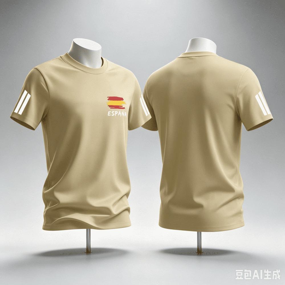 Unisex Spain Print Football T-shirt Short Sleeve Breathable Casual Soccer Top for Men Women