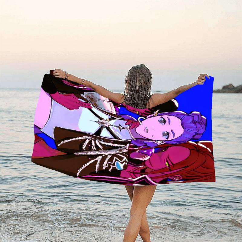1pc KPop Demon Hunters14 Beach Towel, Beach and Seaside Swimming Pool Equipment, Fashion Pattern, Rectangular, Travel Essentials
