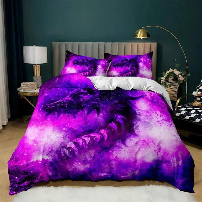Flying Dragon Duvet Cover Microfiber Ancient Wild Animal Bedding Set Gothic Theme Monster Comforter Cover For Children Boys Teen