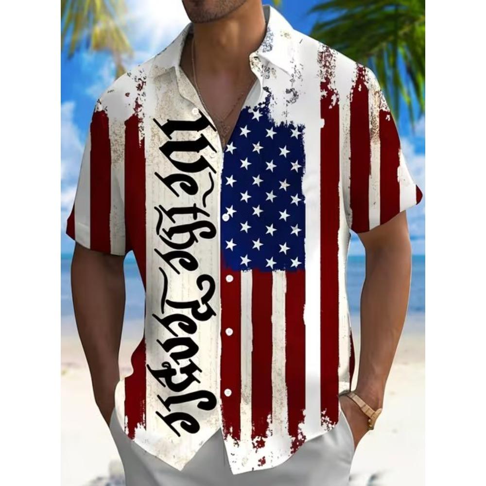 Men's Geometric Pattern 3D Print Shirt Button Up Shirt Casual Shirt Summer Shirt Short Sleeve Daily Vacation Clothing