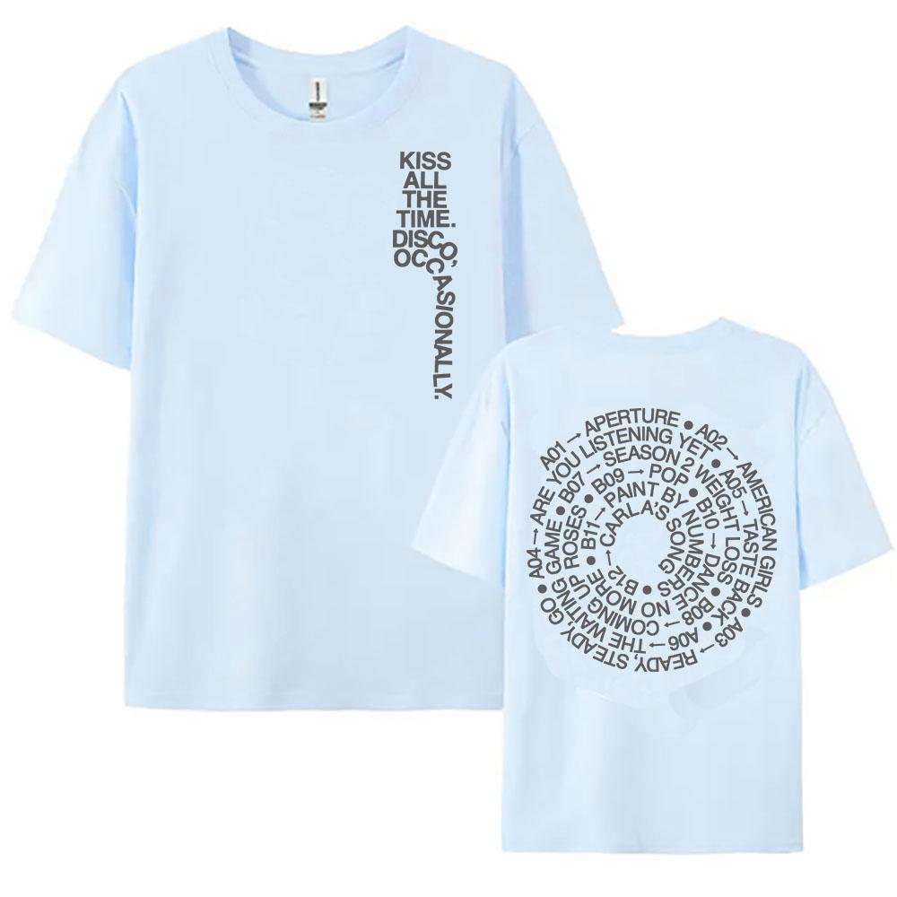TRACKLIST KISS ALL THE TIME DISCO OCCASIONALLY Tees Harrystyles Singer Design Tshirt Loose Unisex Streetwear Female Clothing