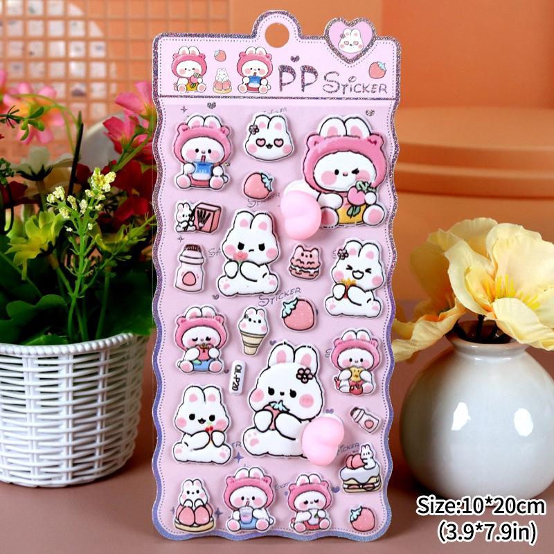 3D Cute Animal Butt Stickers Soft Pinched Happy Buttocks Sticker Stress Relief Puffy Sticker For Diy Scrapbook Phone Case Decal