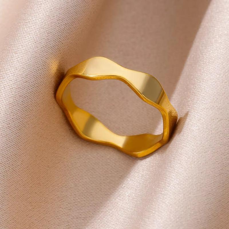 Hot-selling love line geometric stainless steel ring women's k gold-plated simple niche accessories