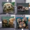 Cute Otters Pillow Case Pillowcase Home Sofa Cushions Car Cushions Pillowcover Office Pillowshell Pillow