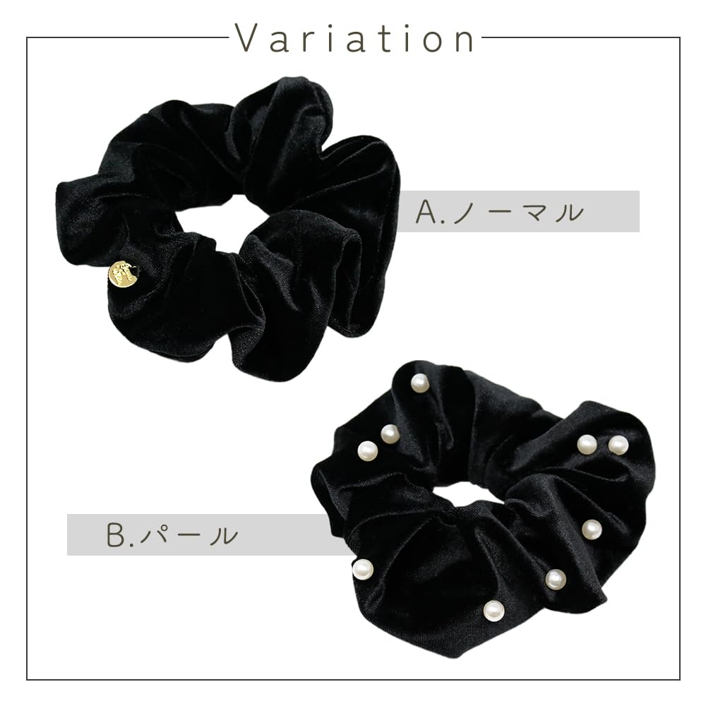 Velour Hair Hair Hair Hair Velour [MILASIC] Scrunchie, A-Normal, Small, Women's Accessory, Velour, Black, Ribbon, Clip, Tie, Tie, Stylish, Cute,