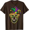 Chien Boxer Mardi Gras Masque Perles Impression Graphique Hommes Décontracté T-shirt en Coton