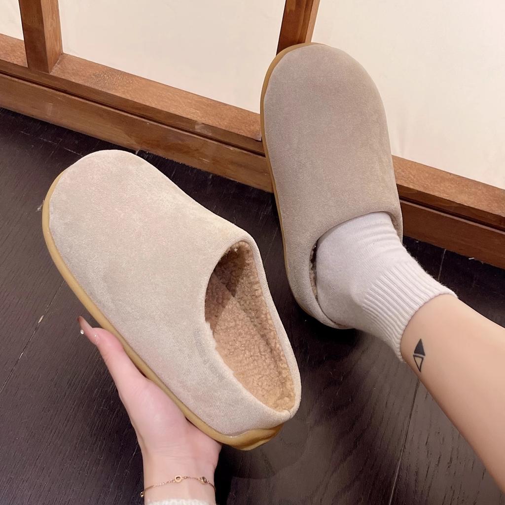 Cotton Slippers Women's 2025 New Velvet Lazy One Pedal Niche Fashion Comfortable Versatile Height Bag Head Women's Drag