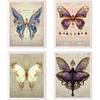 Spiritual Crystal Butterfly Poster Papillons Butterfly Vintage Canvas Art Prints,Boho Aesthetic Collage Kit Wall Specimens Butterflies Painting &