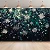2D Sparkly Snowflake with Bokeh Lights 2D Flat Printed Background Cloth