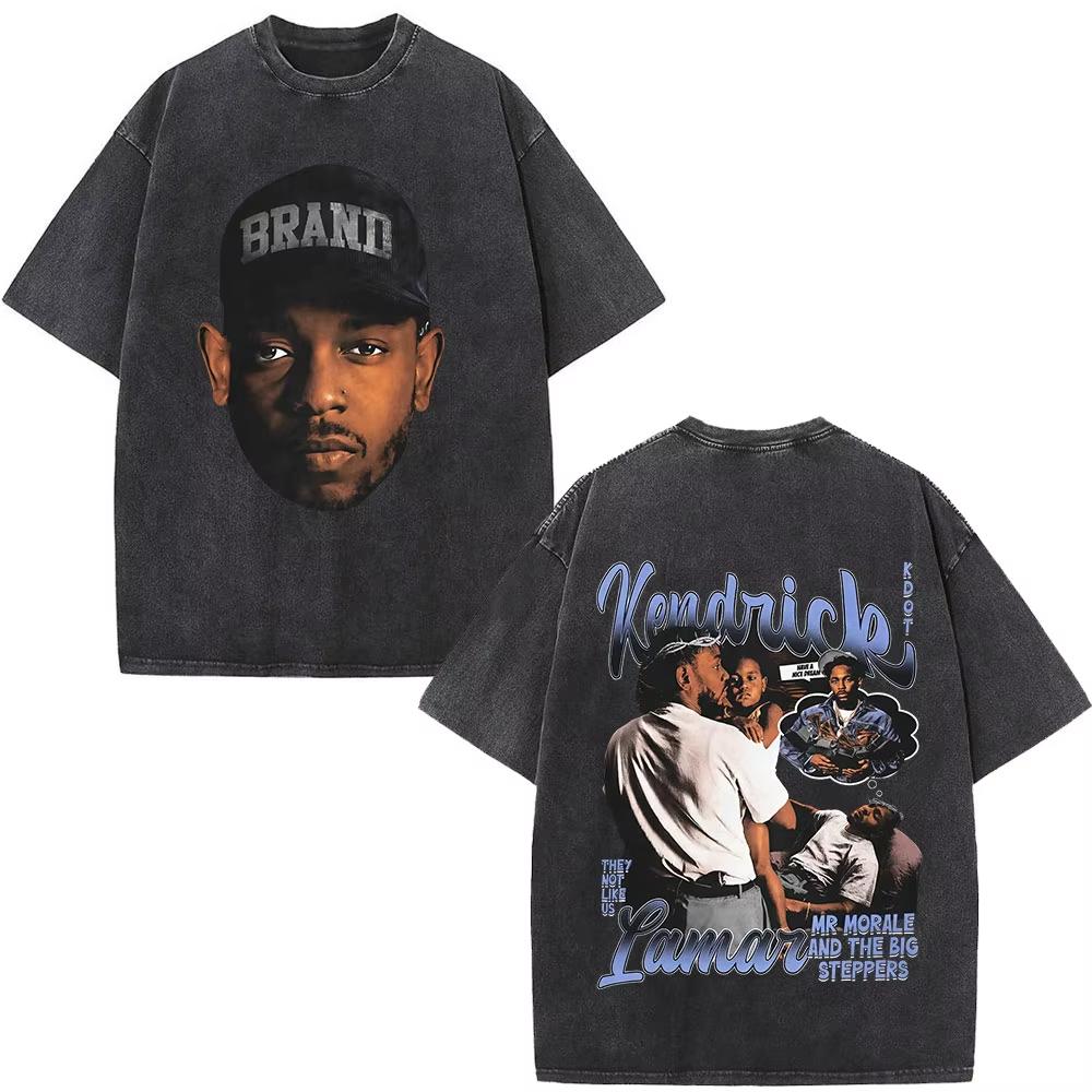 Rapper Kendrick Lamar DAMN Washed Tshirt Mens Women Clothing Fashion Vintage Casual Oversized Short Sleeve T Shirts Streetwear