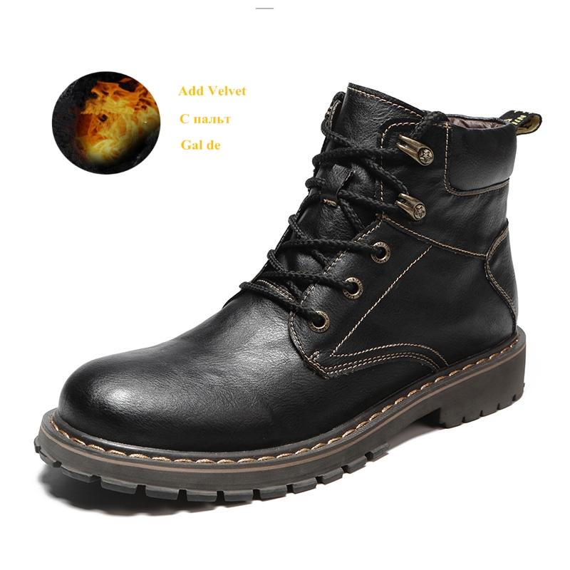 Klassische schwarze Winterstiefel für Herren Mode High Top Plateau Herren Lederstiefel Outdoor Rutschfest Schnürstiefel für den Knöchel Mann