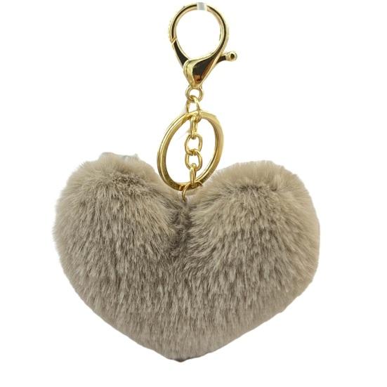 Keychain Fluffy Heart Charm Key Ring Artificial Faux Rabbit Fur Keychain Bag Pendant Car Key Decoration Luggage Tag Accessory