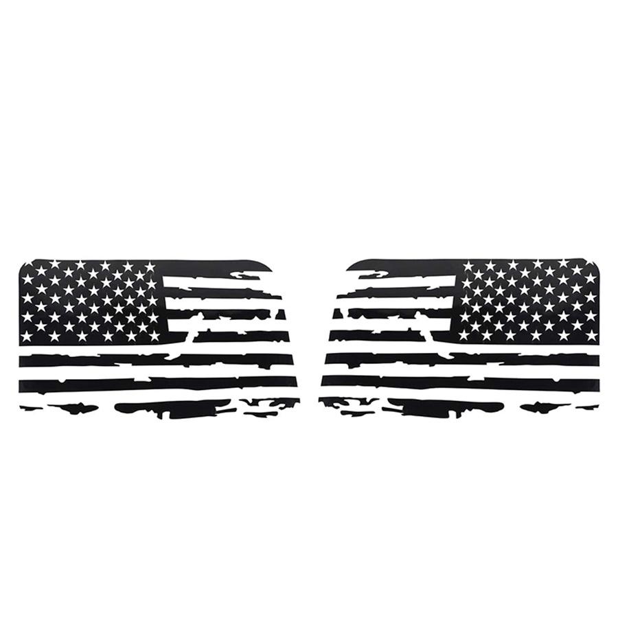For Jeep Wrangler JL 2018-2021 Rear Window USA Flag Decals Stickers Black L/R