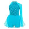 Dansdräkt för flickor Glänsande Paljetter Livstycke Tüllkjol Leotard Nyckelhål i Ryggen Utskuren Midja Asymmetrisk Jumpsuit