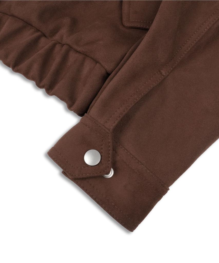 Doffsept Vegan Leather Suede Crop Bomber In Mocha