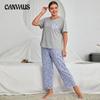 Women's Plus Size Pajamas Spring and Autumn Short-sleeved Trousers Ladies Homewear Suit