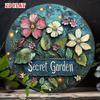 Panneau Métallique Rond en Aluminium 20cm Fleur Lumineuse Jardin Décoration Murale