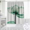 1pc Elegant Green for Lotus Floral Shower Curtain - Polyester, Artistic Bathroom Decor with Hooks, Machine Washable, Serene