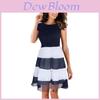 Premium Quality Women Chiffon Striped Dress With Short Sleeves And Zipper Closure