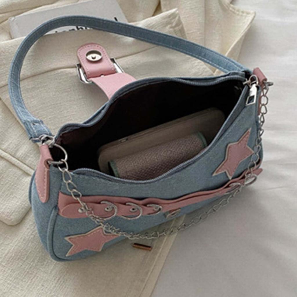 Color Blocking Armpit Bag, Women's Shoulder Bag, Casual Small Square Bag, Personalized Chain Bag