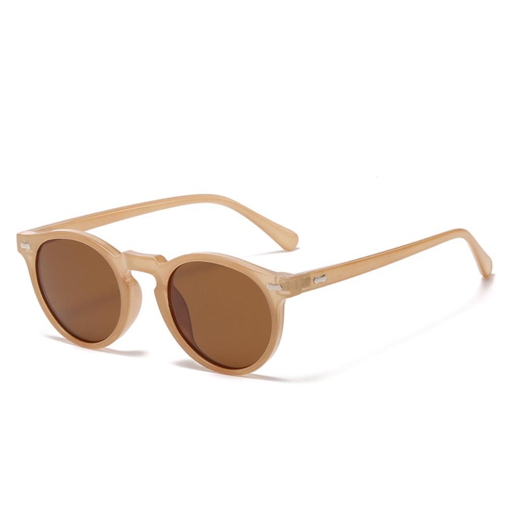Retro Round Sunglasses Women Fashion Rivets Decoration Shades UV400 Men Punk Dark Green Sun Glasses