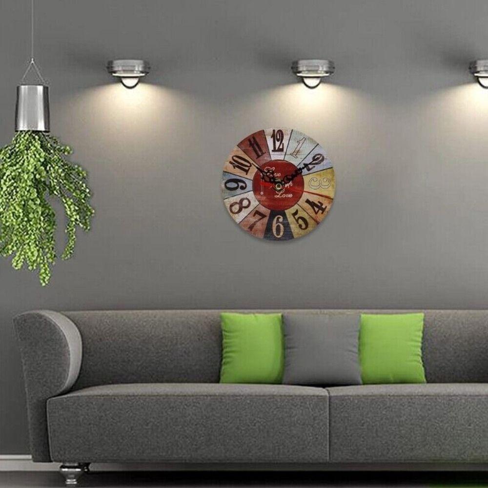 Round Shape Clock Covered by Paper Desk Clock Vintage Wall Clock  Living Room