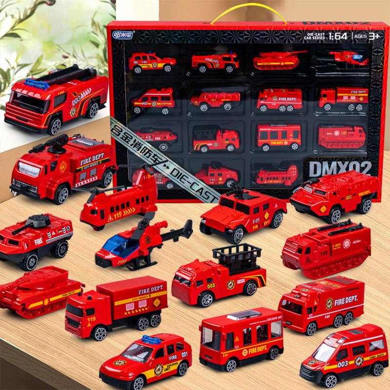Alloy Mini Engineering Vehicle Fire Truck Police Car Collection With Pull Back Function For Kids Play