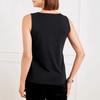 Women Vest Sequin Detail Glitter Tops Round Neck Sleeveless Loose Tank Tops Parties Dates Daily Wear