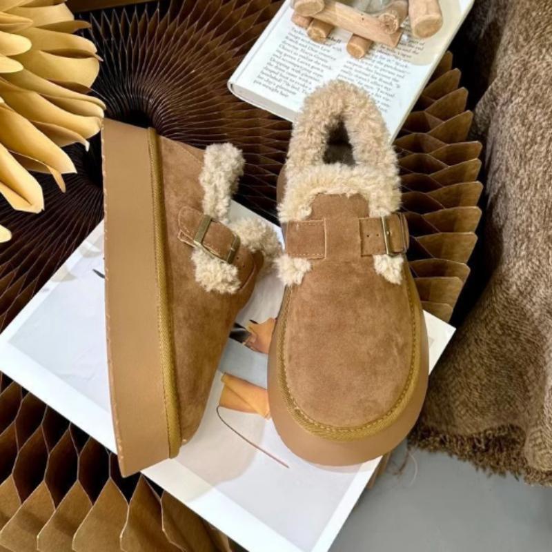 Zapatos de Invierno para Mujer 2024 Nuevos Zapatos Boken Moda Felpa Retro Zapatos de Frijol Algodón Zapatillas de Suela Plana para Mujer Botas de Plataforma para Mujer