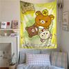 Süßer Cartoon Rilakkuma Bunter Papagei Bedruckter Wandteppich Vielseitige Dekorationsdecke für Science-Fiction-Zimmer Heimdekoration