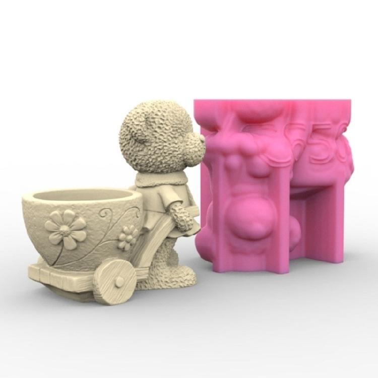 Bear Flowerpot Silicone Mold Pen Holder Cement Planter Mold Garden Decorations