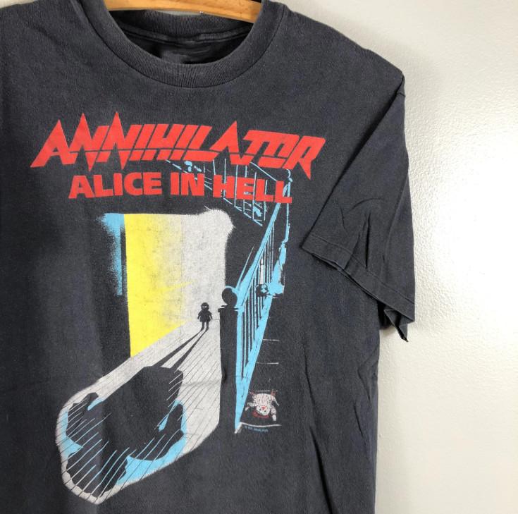 Μοναδικό 1989 Annihilator Alice in Hell Alice Μαύρο Κανονικό Μέγεθος T-Shirt NZ343