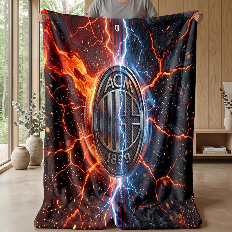 AC Milan Tematikos pledas Minkštas flanelinis pledas Pliušinis užklotas Jaukus sofos-lovos pledas namų dekoravimui