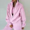 2025 Spring European & American Women's Two-Piece Fleece Sweatshirt Sporty Streetwear Set