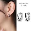 925 Sterling Silver Hoop Earring Black Pattern Earring for Women Fashion Korea Silver Jewelry New