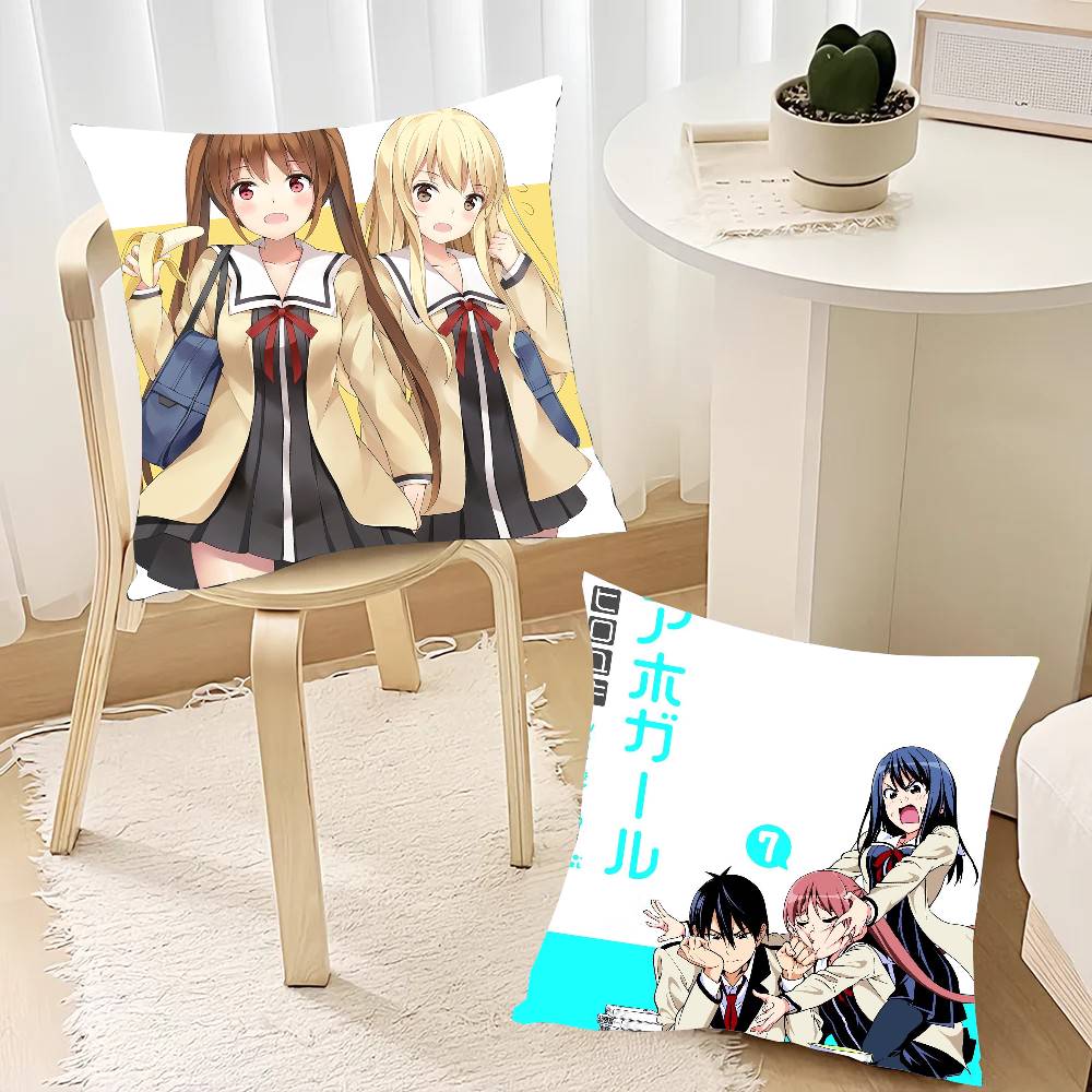Aho-Girl Anime Pillow Case Home Decor Throw For Sofa Bed Car Room Decor Gift Idea