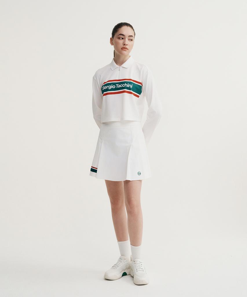 SERGIO TACCHINI W Flag Woven Mid-Length Pleated Skirt (White)
