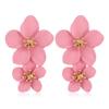 Women's Flower Temperament  Shiny Gold Petal Alloy Drop Earrings