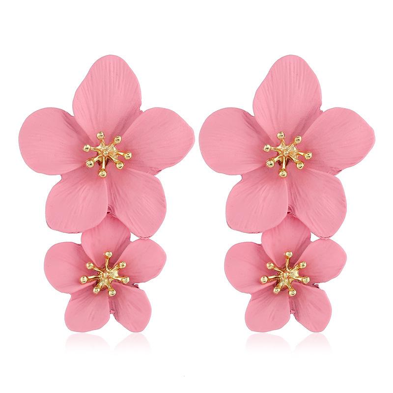 Women's Flower Temperament Shiny Gold Petal Alloy Drop Earrings